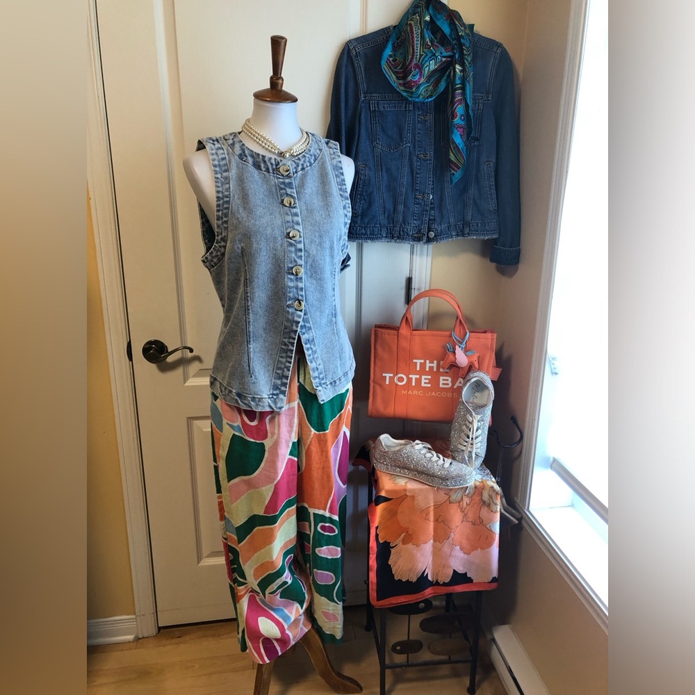 Christian Siriano Multicolor Linen Wide leg pants